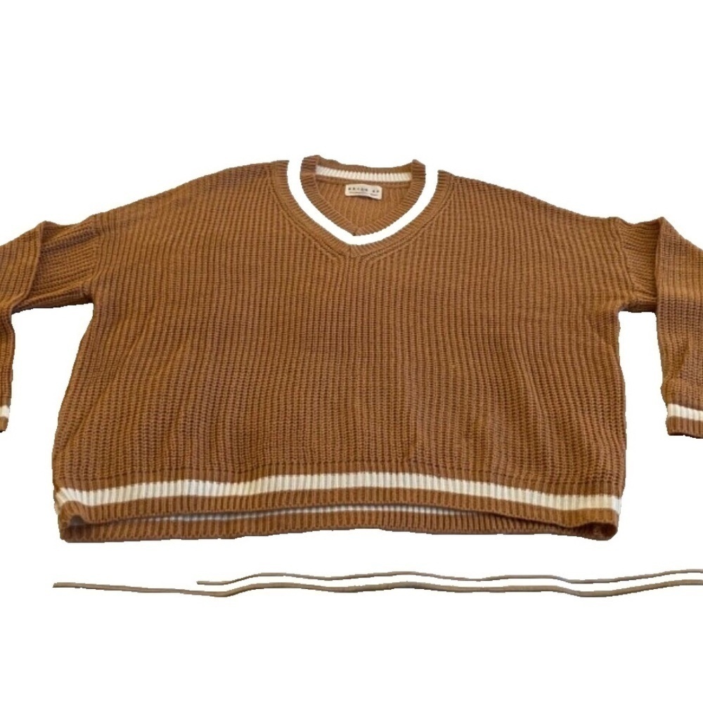 DRESS UP Womens‎ V Neck Sweater Brown/Cream Size S